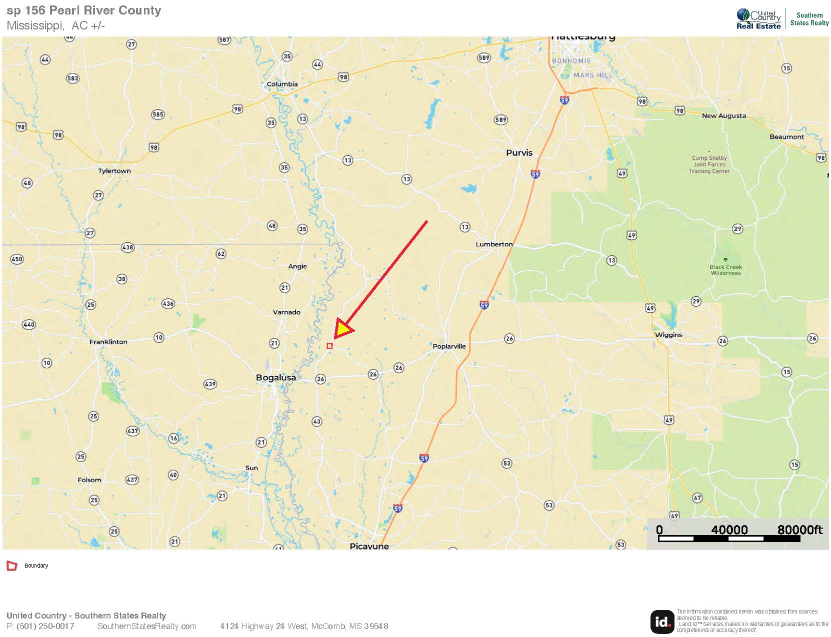 156 Acres for Sale Hunting Land in Pearl River County, MS