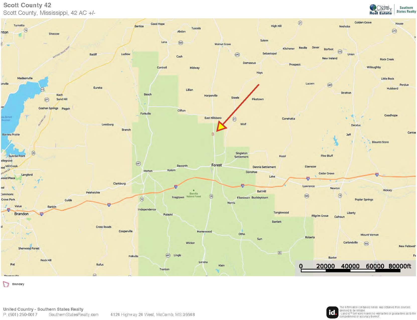 42 Acres for Sale with Old Country Home Scott Co MS
