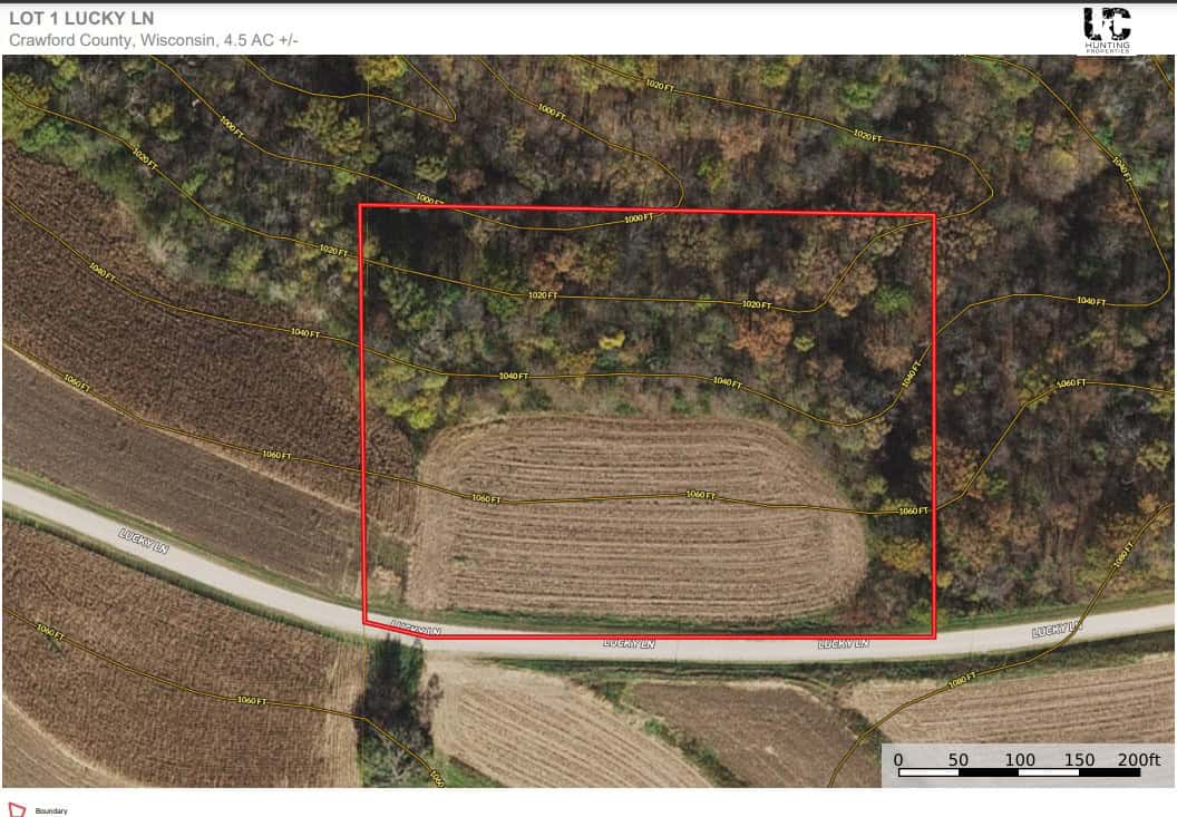 4.5+/- acres tract with additional land available Crawford Cty WI