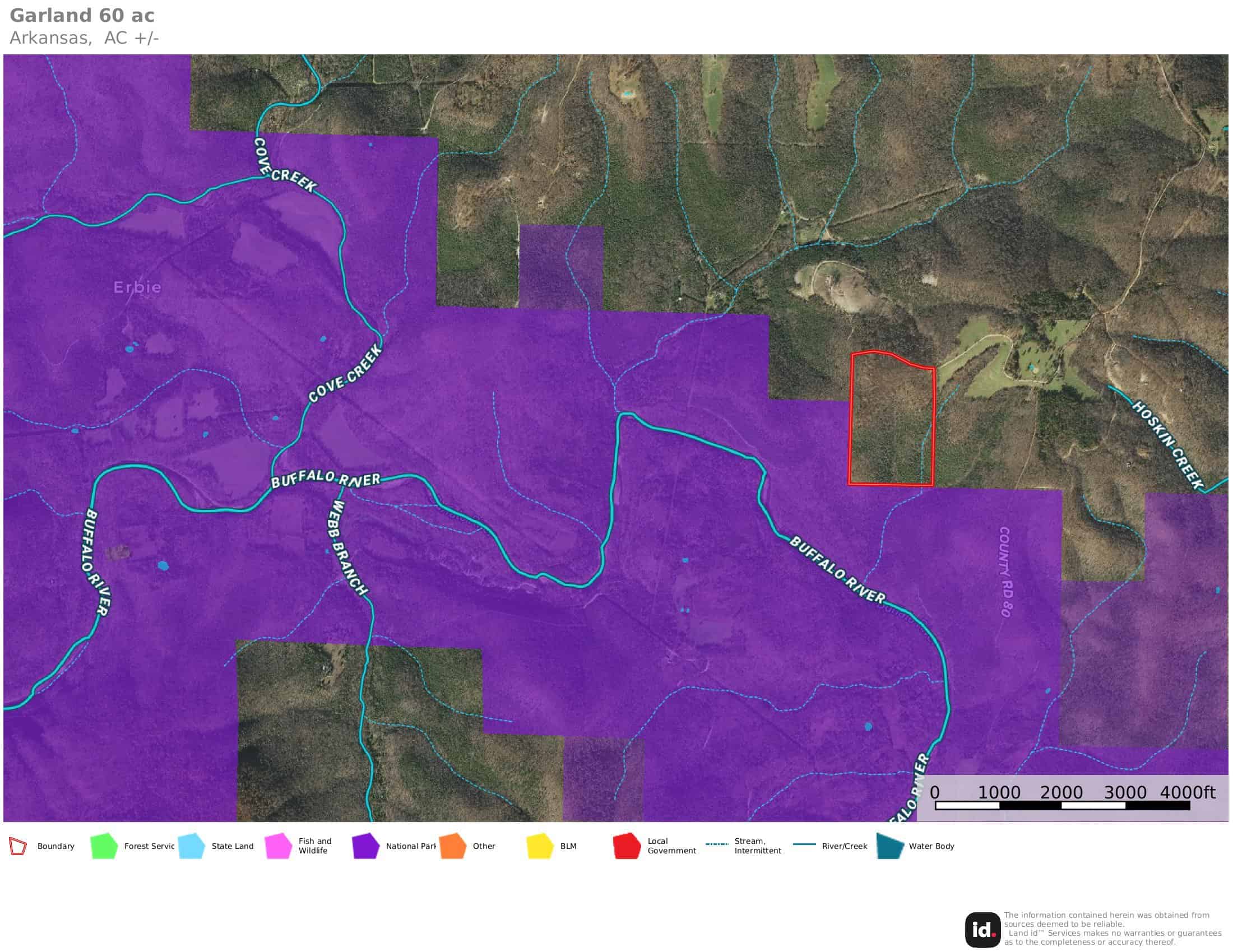 60 Acres Prime Newton Co, Ar Hunting Land For Sale Bordering Buffalo National River Park Land on 2 Sides!