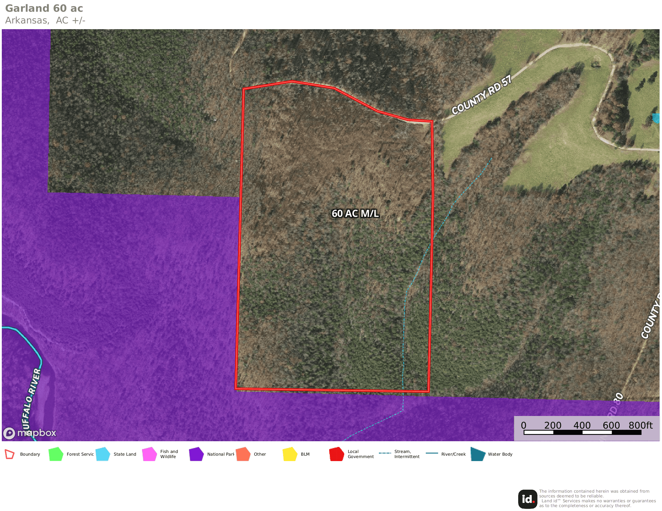 60 Acres Prime Newton Co, Ar Hunting Land For Sale Bordering Buffalo National River Park Land on 2 Sides!