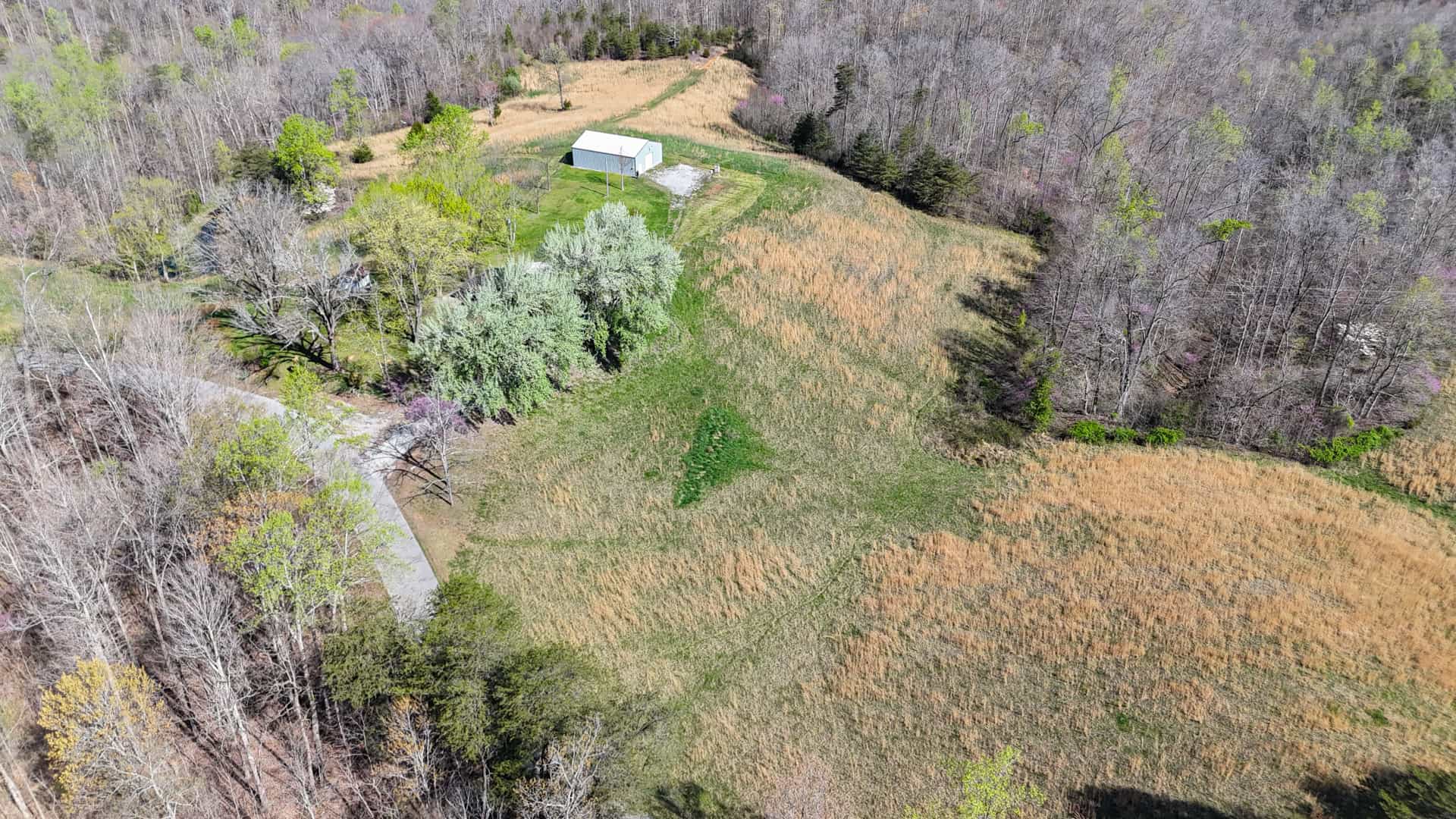 93 acre hunting property with home and large shop adjoining Lake Cumberland. Wayne County Kentucky. South Central Kentucky