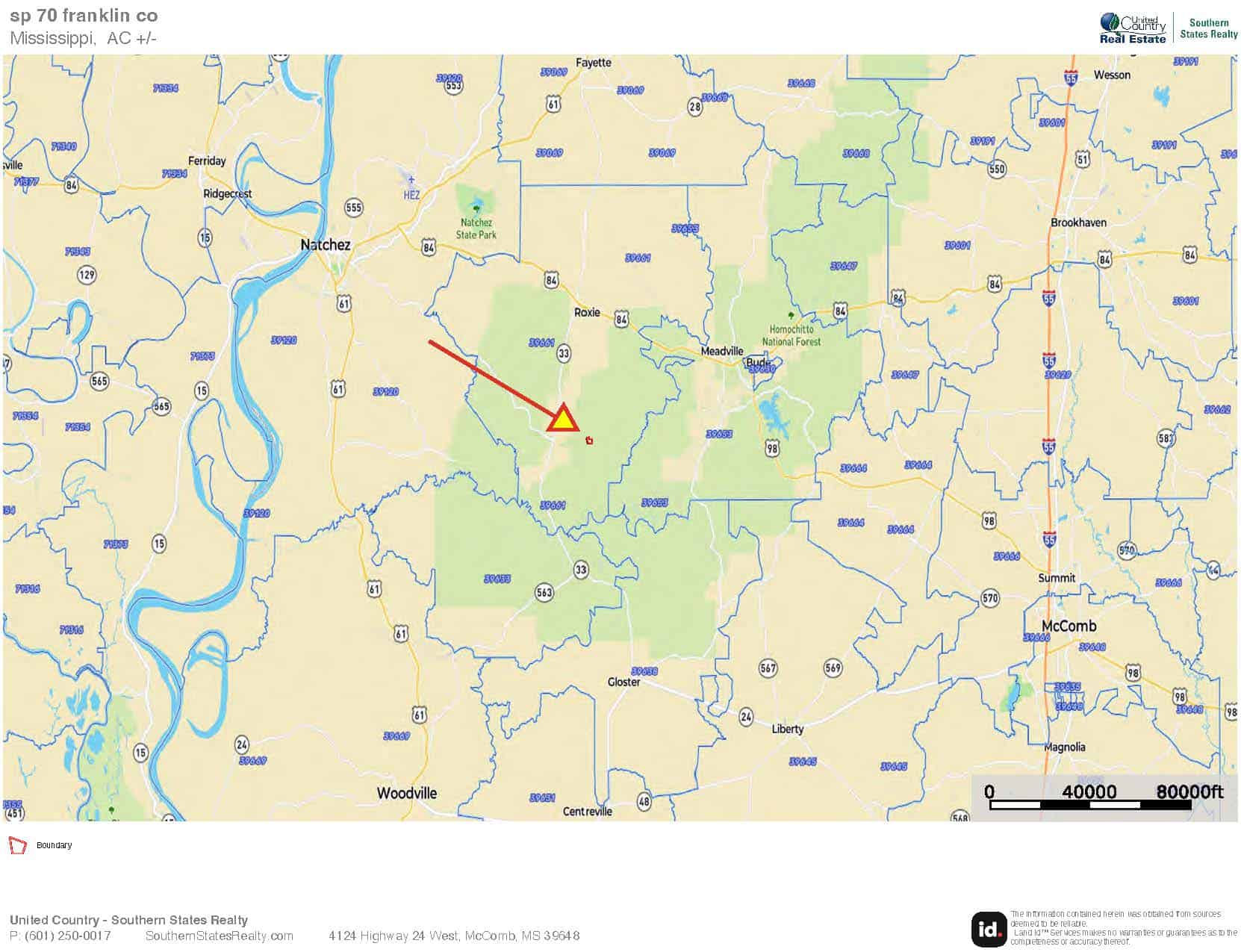 70 Acres Hunting Land Bordering Homochitto National Forest
