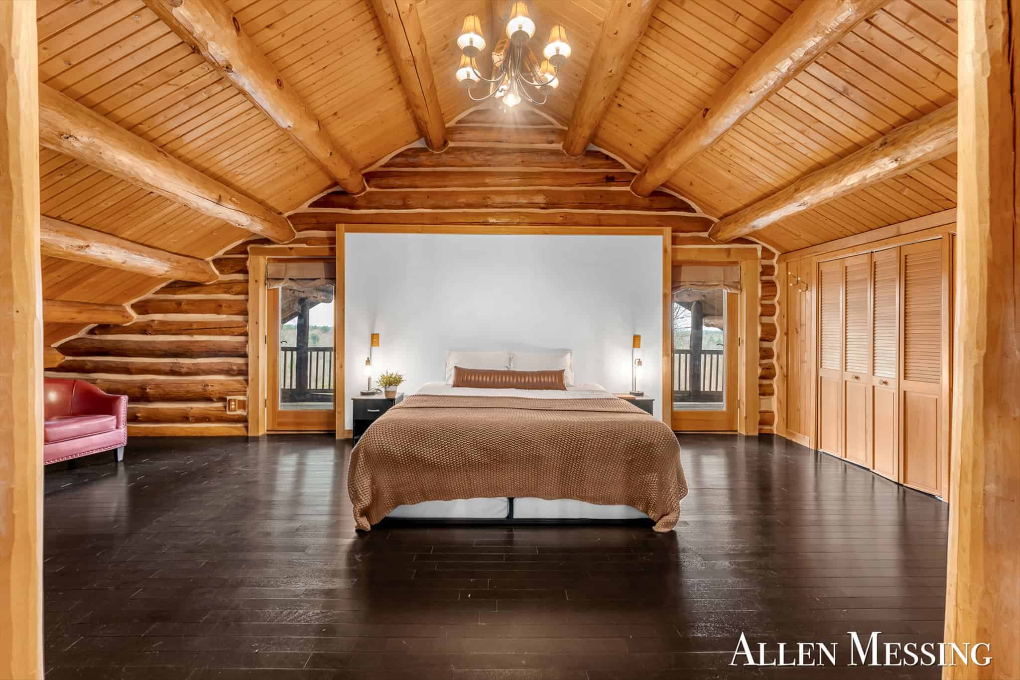 Custom Log Home on 10+ Acres with private Muskegon river frontage