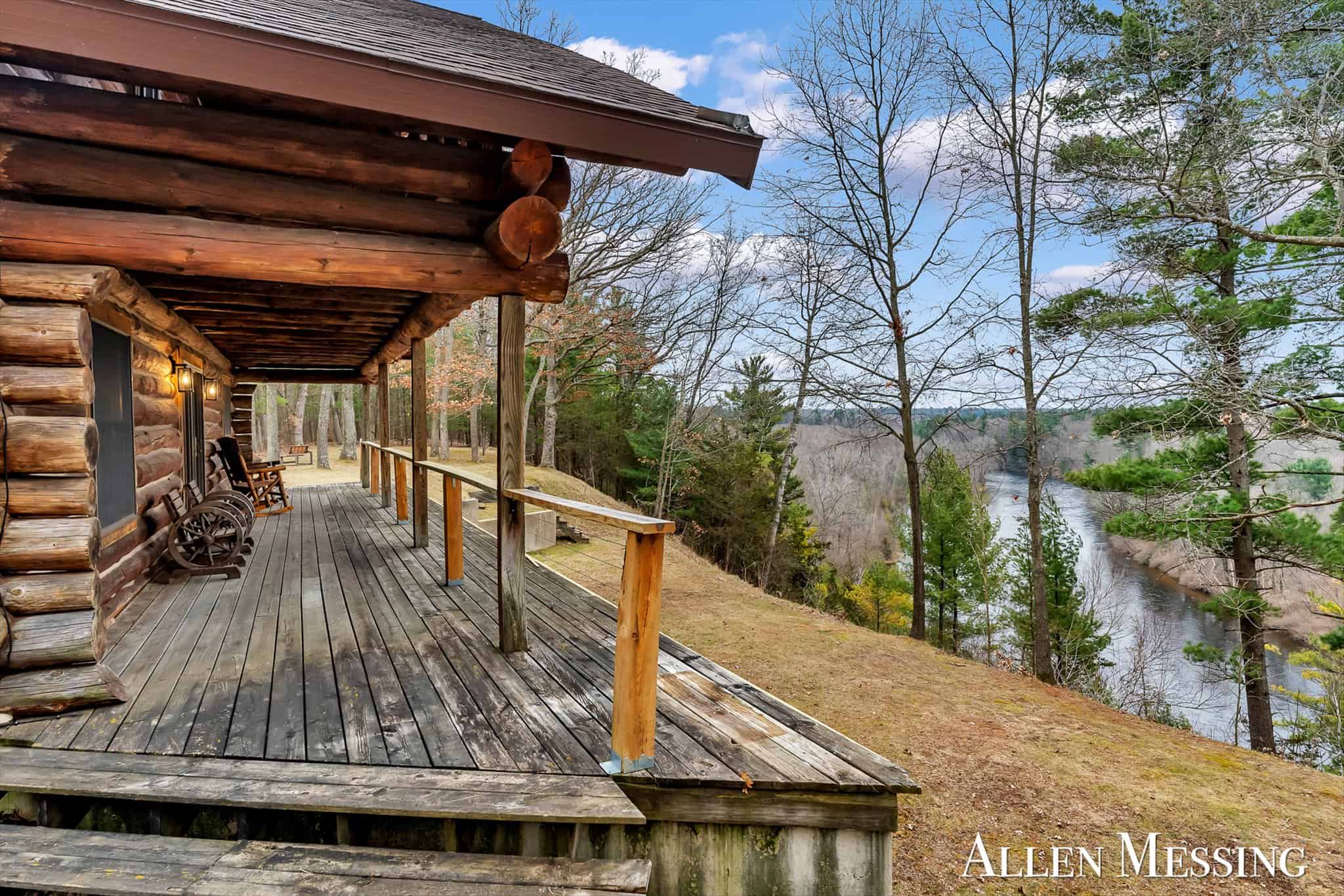 Custom Log Home on 10+ Acres with private Muskegon river frontage