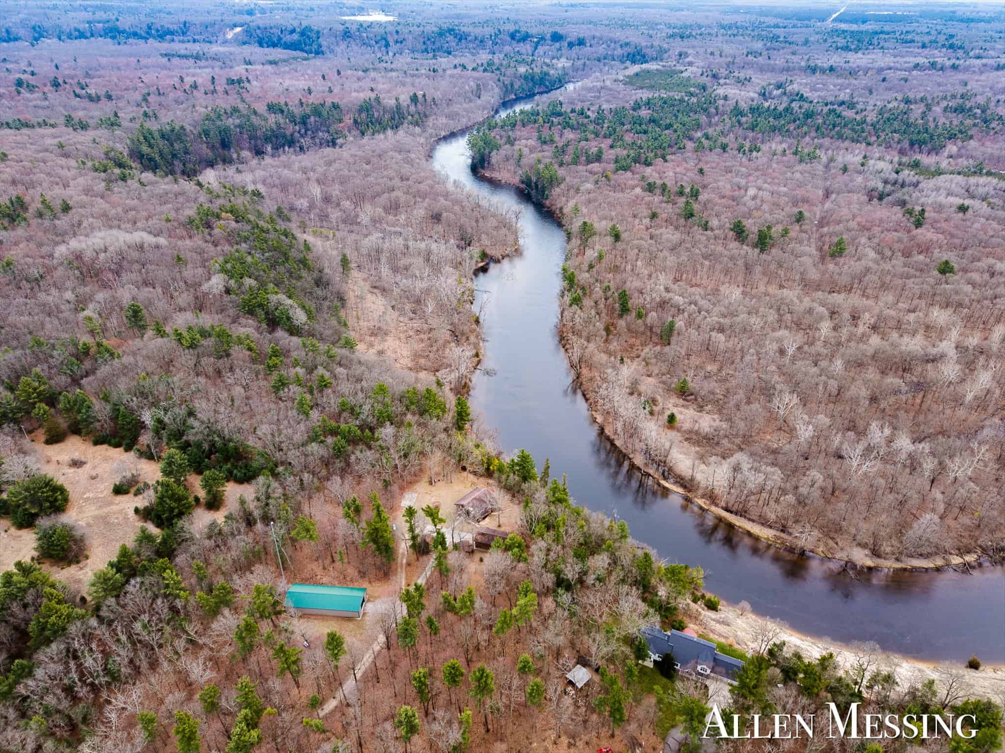 Custom Log Home on 10+ Acres with private Muskegon river frontage