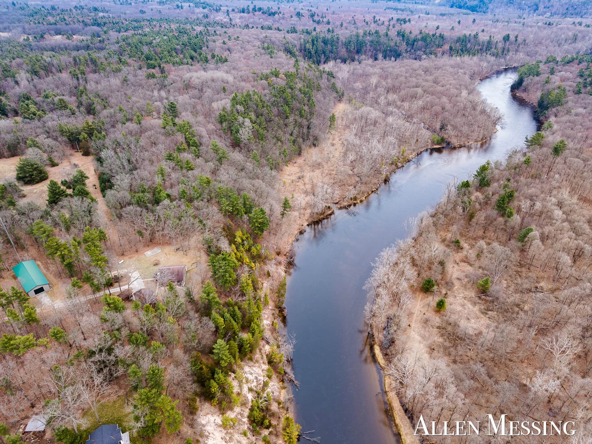 Custom Log Home on 10+ Acres with private Muskegon river frontage