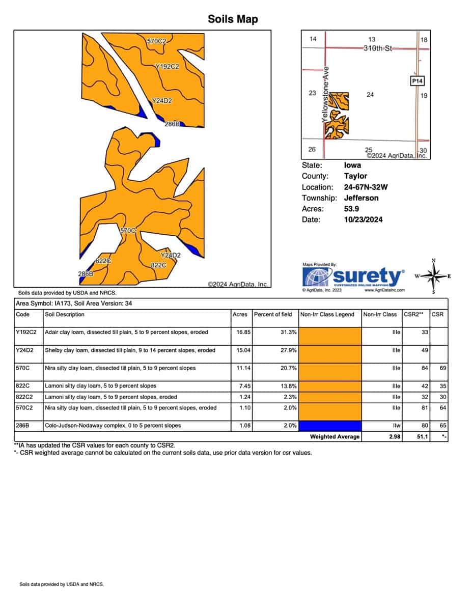 80 ± Acre Northern Parcel Farmland for Sale in Blockton, IA