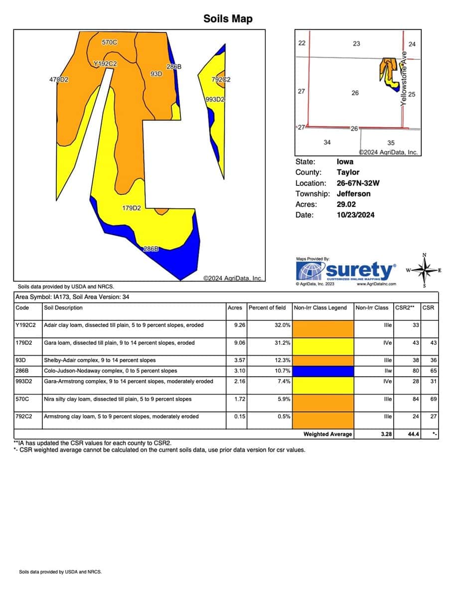 80 ± Acre Southern Parcel Farmland for Sale in Blockton, IA