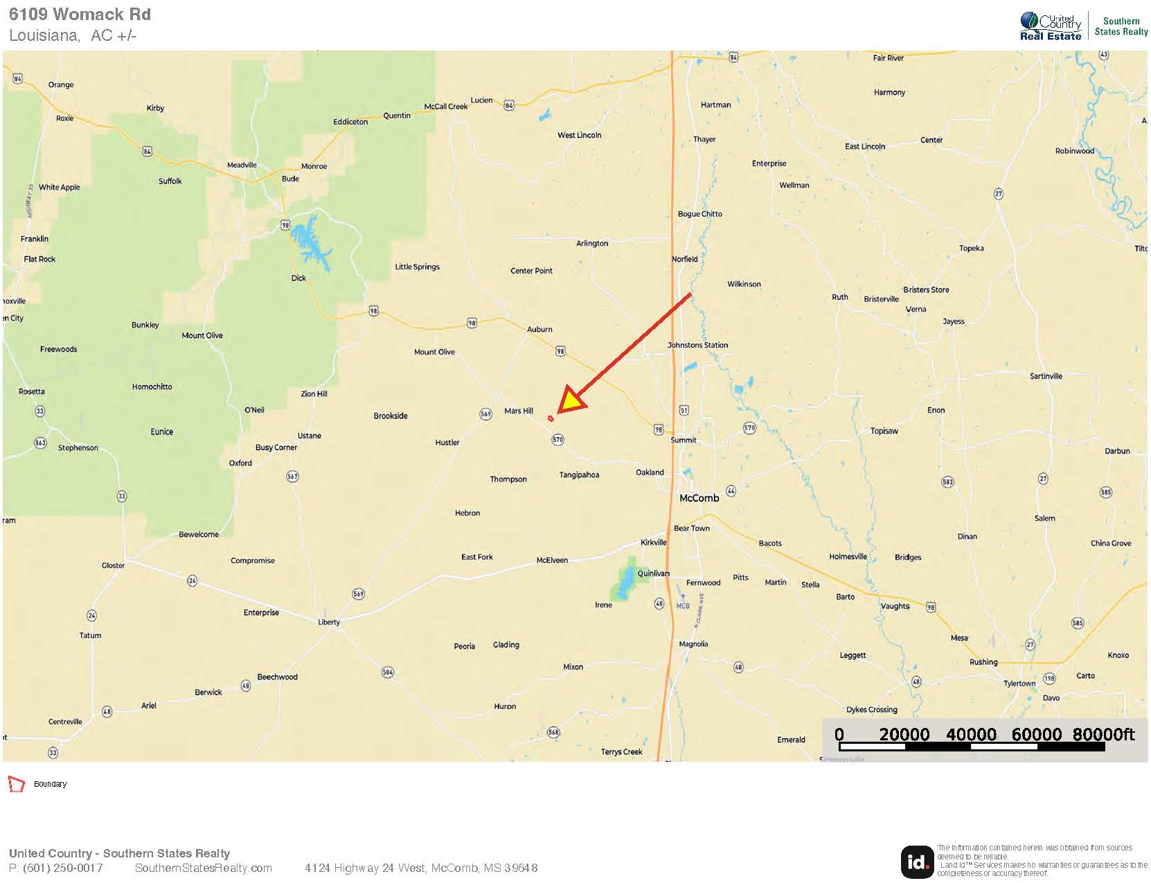 Brick Home for Sale in Amite County on 20 Acres of Land