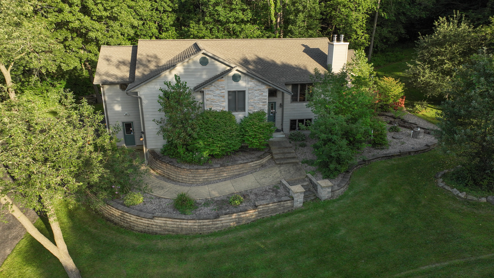 Country Home with Private Waterfall for Sale in Sauk County, Wisconsin