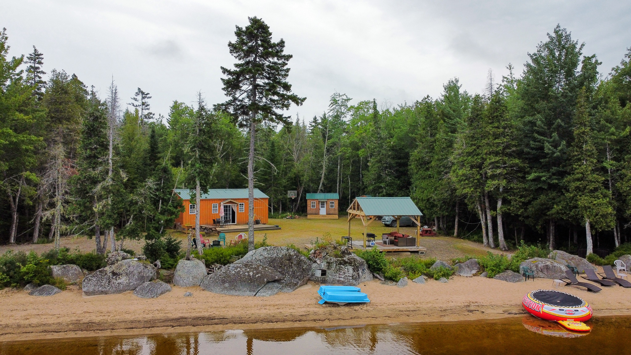 Camp with 584 Feet of Beachfront on Madagascal Pond