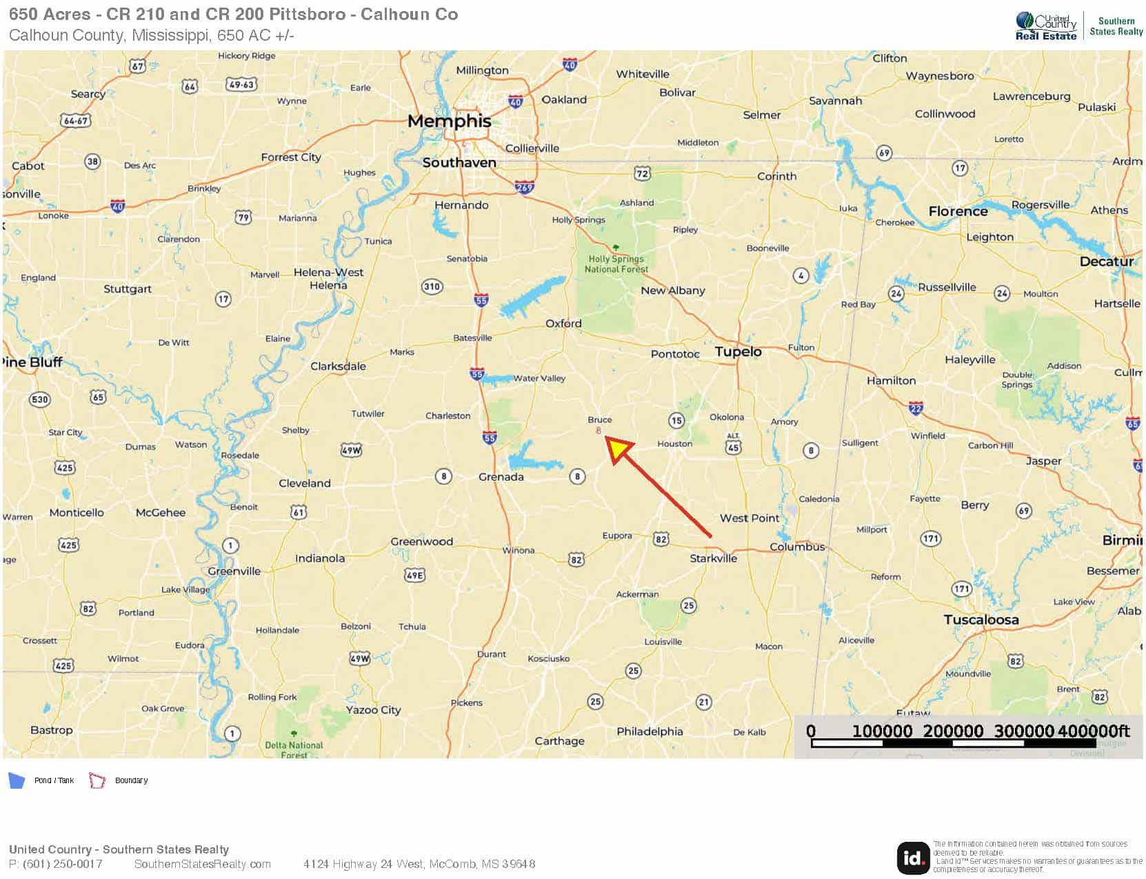 650 Acres Timberland and Lake Site Calhoun County MS