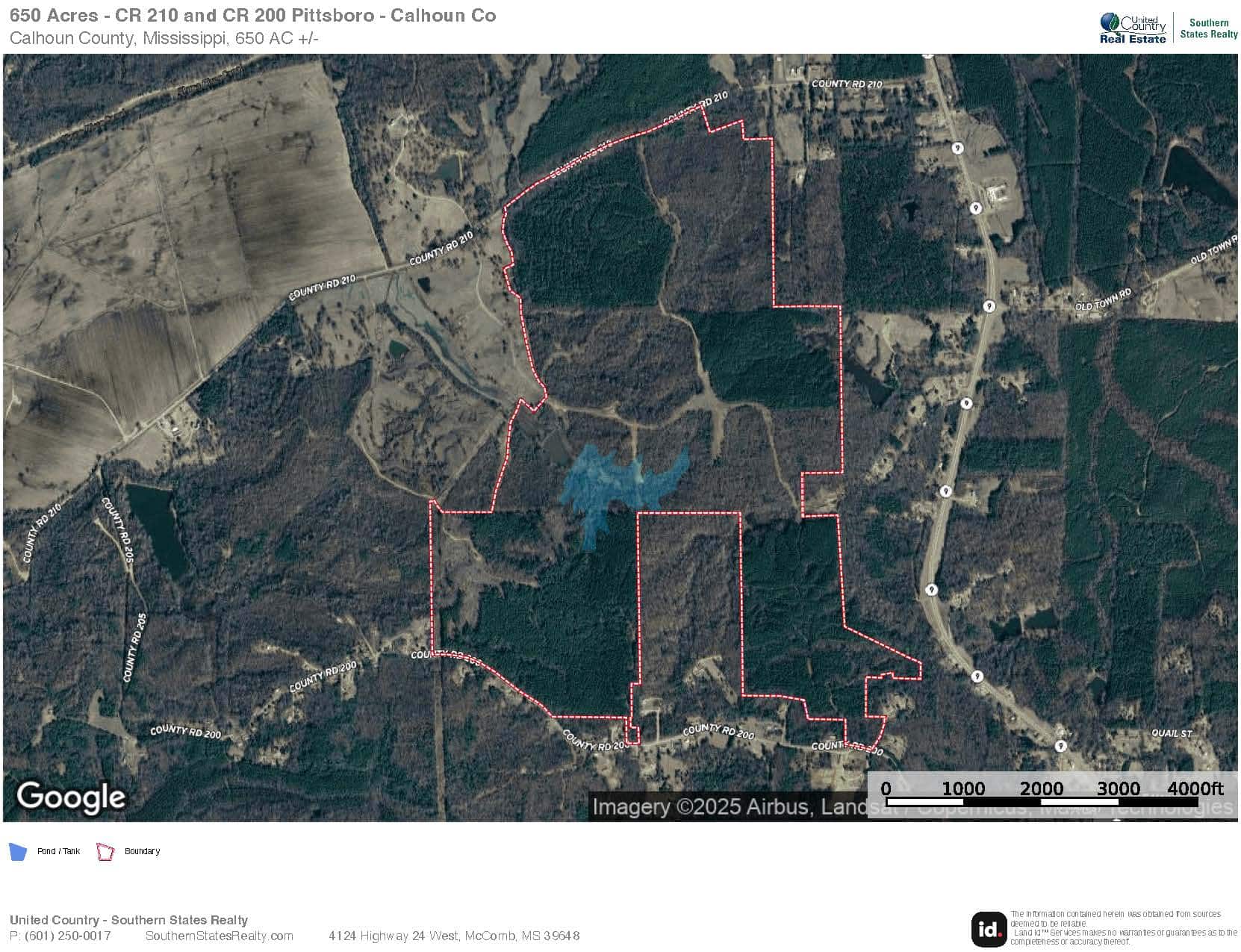 650 Acres Timberland and Lake Site Calhoun County MS