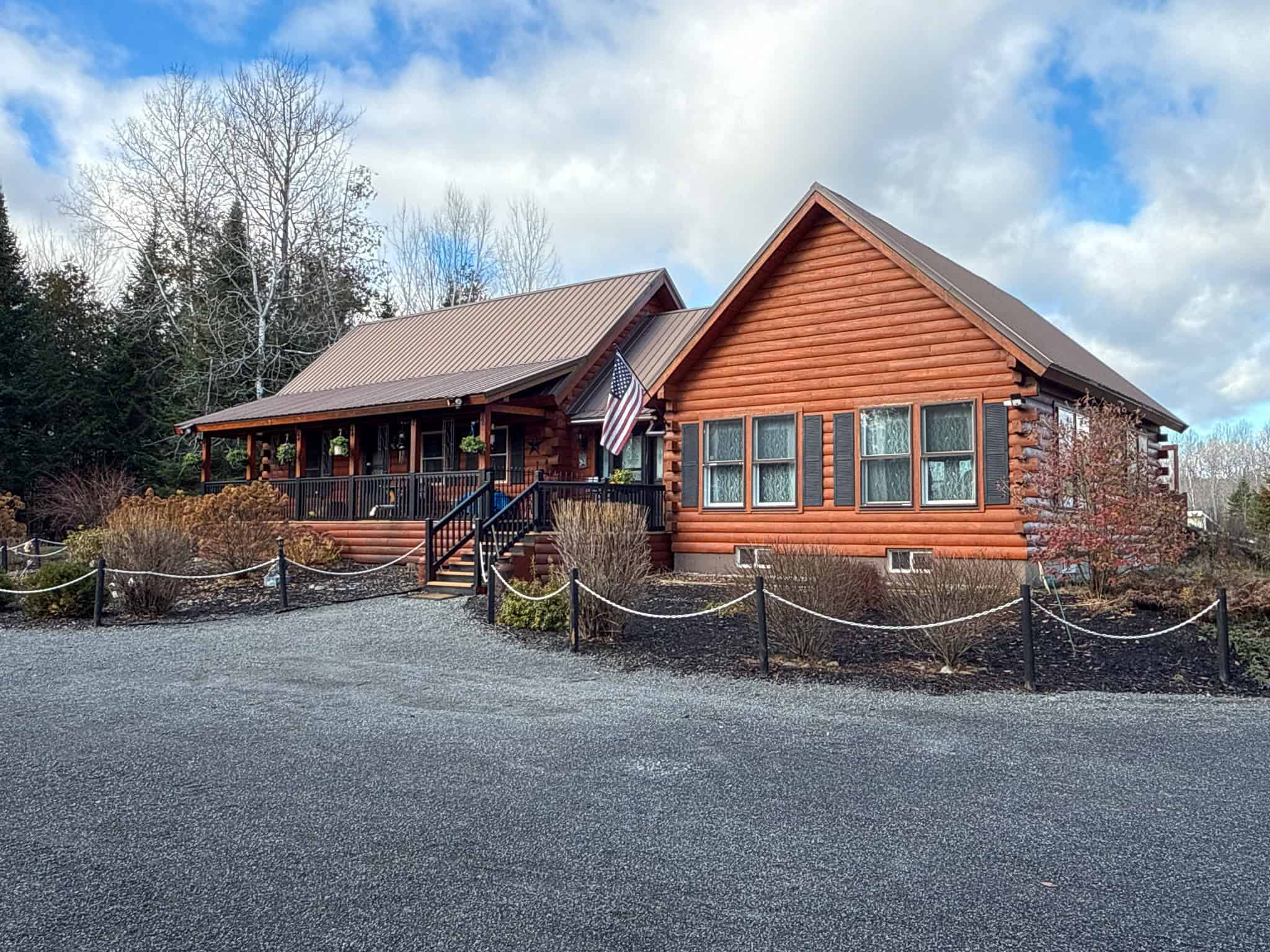 2,000 Sq. Ft. Log Home on 48 Acres  – Milo, Maine