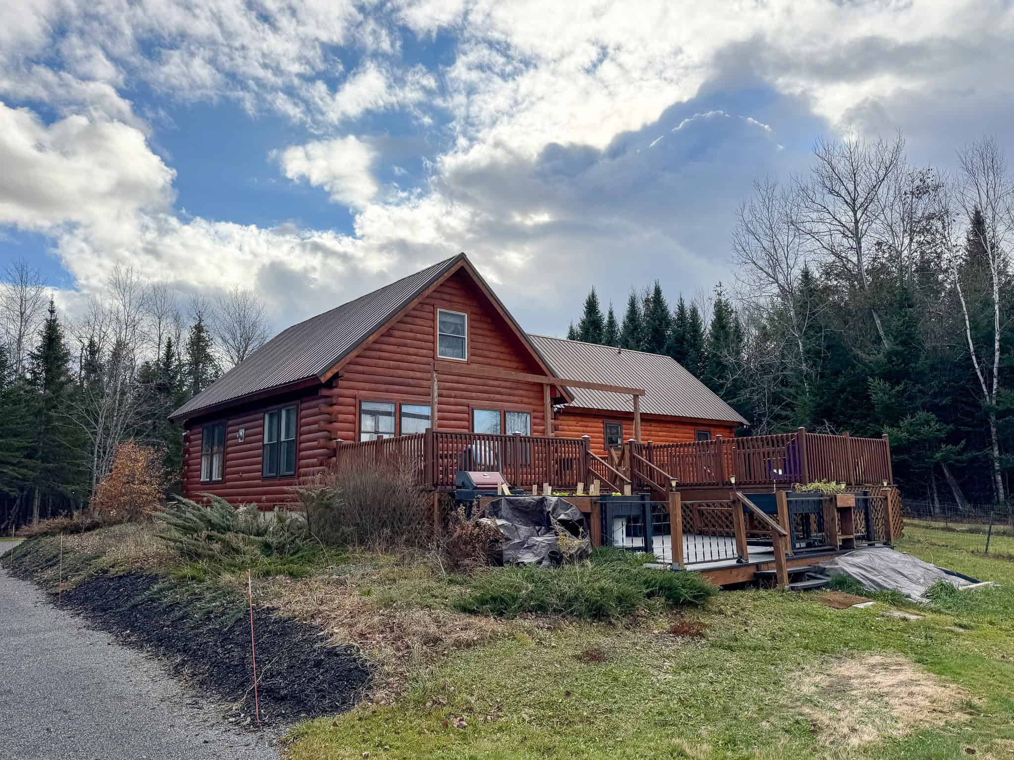 2,000 Sq. Ft. Log Home on 48 Acres  – Milo, Maine