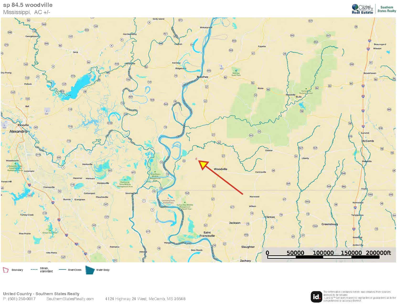 84.5 Acres in Woodville, MS on Hwy 24 with Creeks
