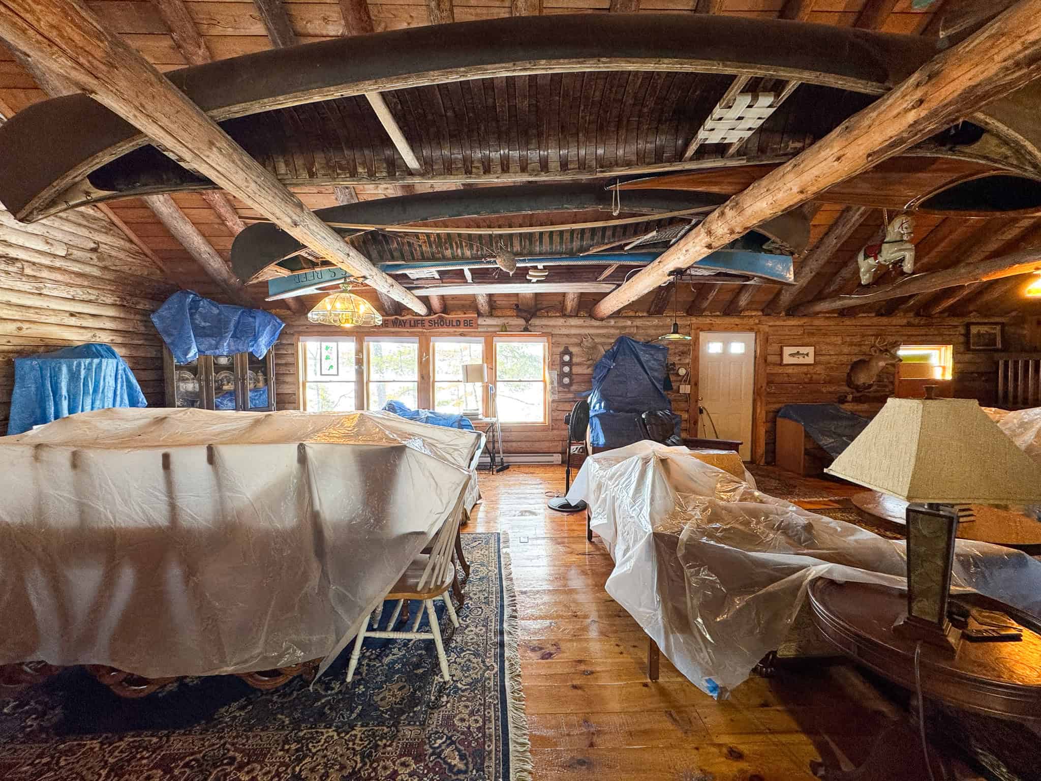 Waterfront Log Cabin on 16 Acres in Northern Maine