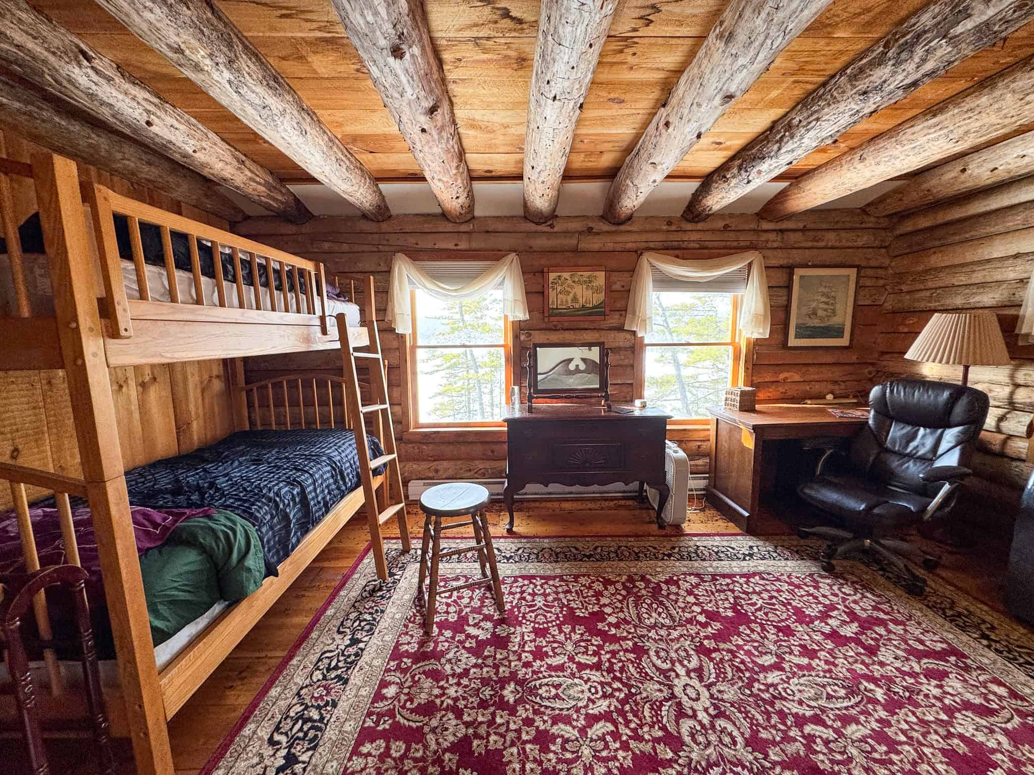 Waterfront Log Cabin on 16 Acres in Northern Maine
