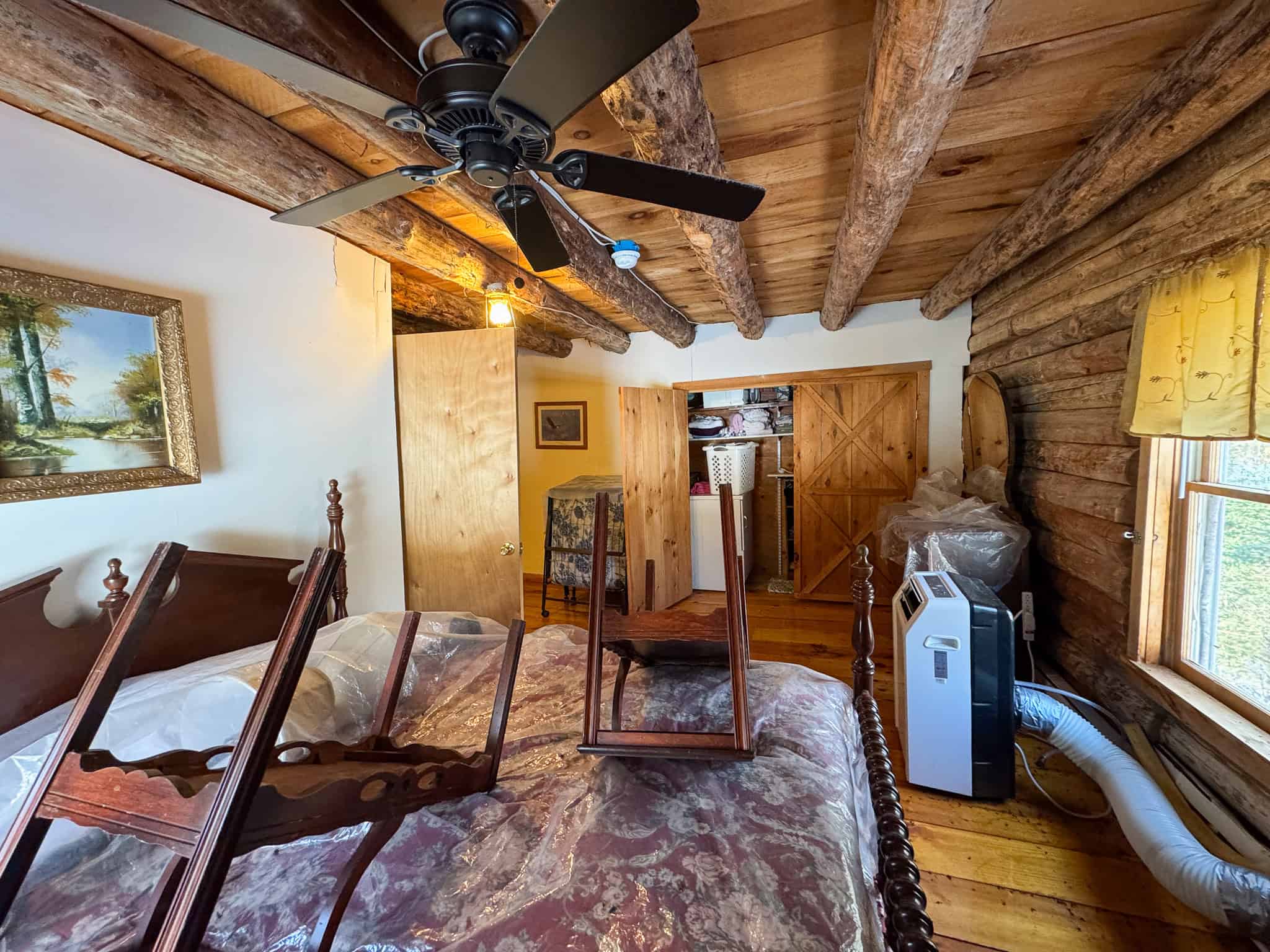 Waterfront Log Cabin on 16 Acres in Northern Maine