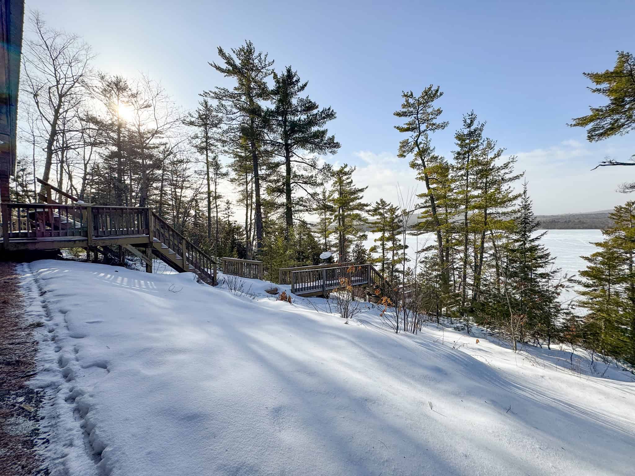 Waterfront Log Cabin on 16 Acres in Northern Maine