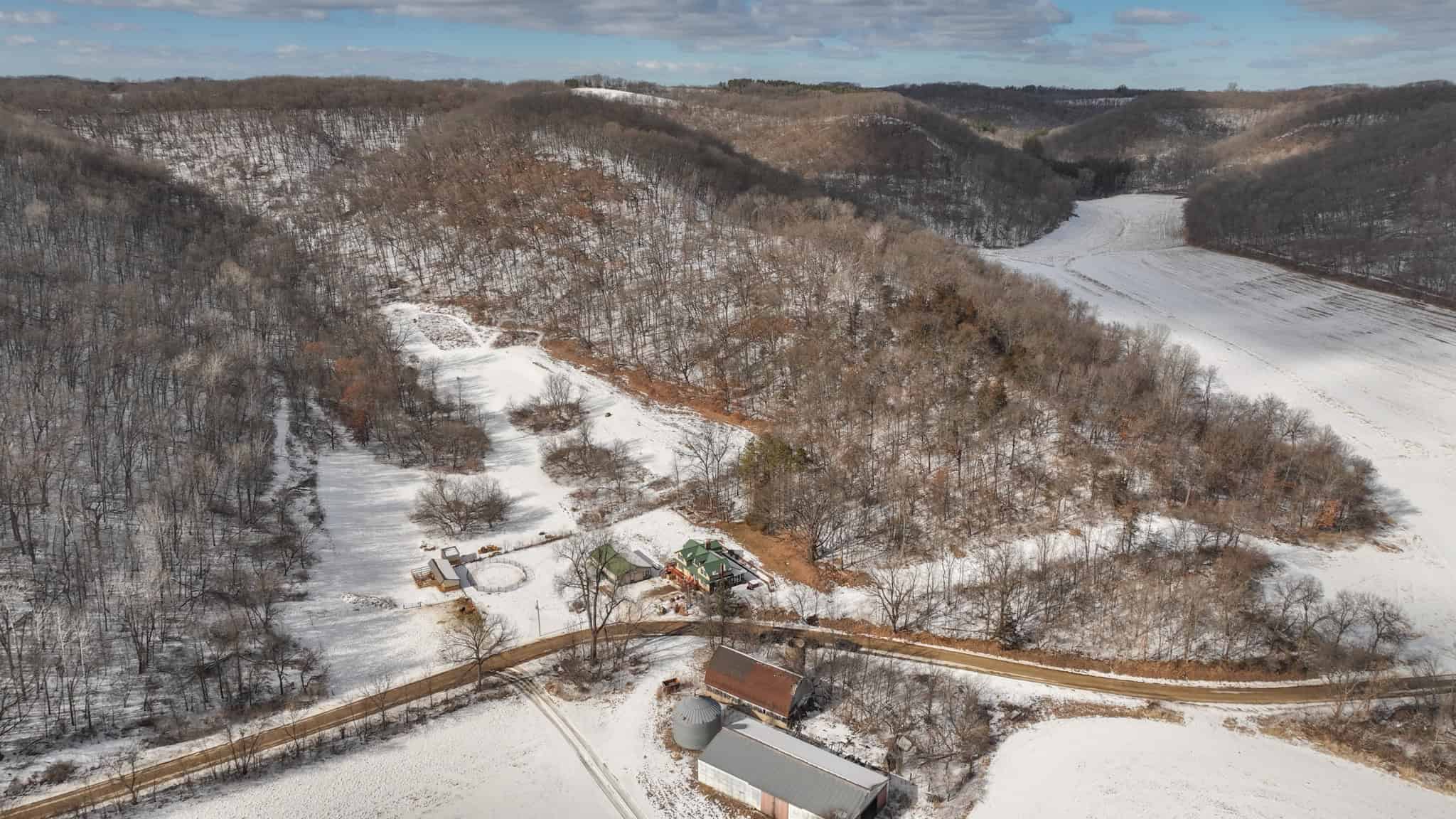 Dead-End Road 14-Acre Valley Estate with Dual Living Quarters Near Muscoda, WI