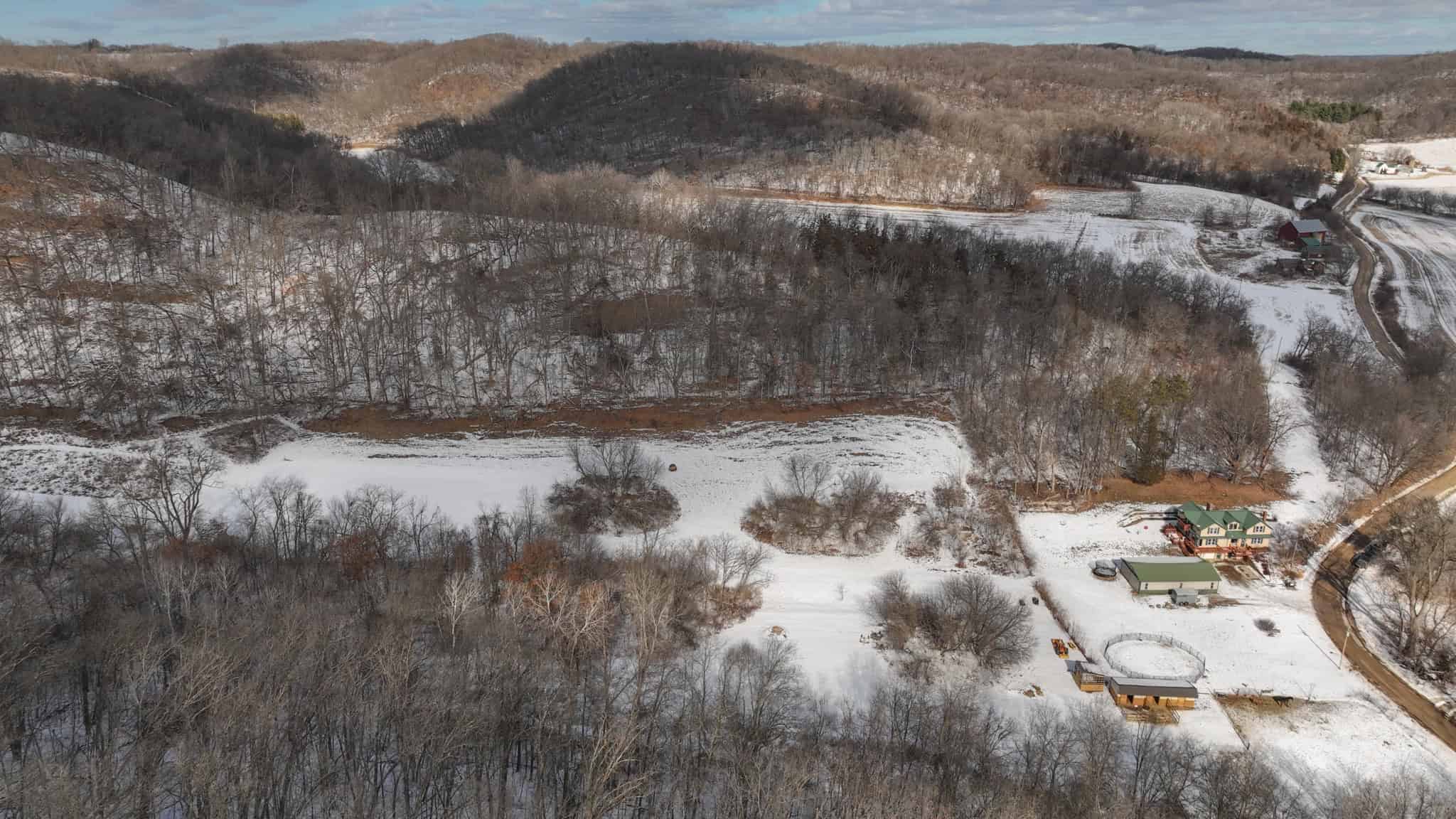Dead-End Road 14-Acre Valley Estate with Dual Living Quarters Near Muscoda, WI