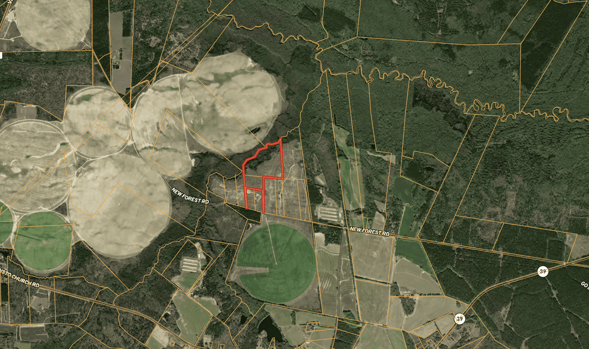 36-acre tract with multiple access points & natural features on New Forrest