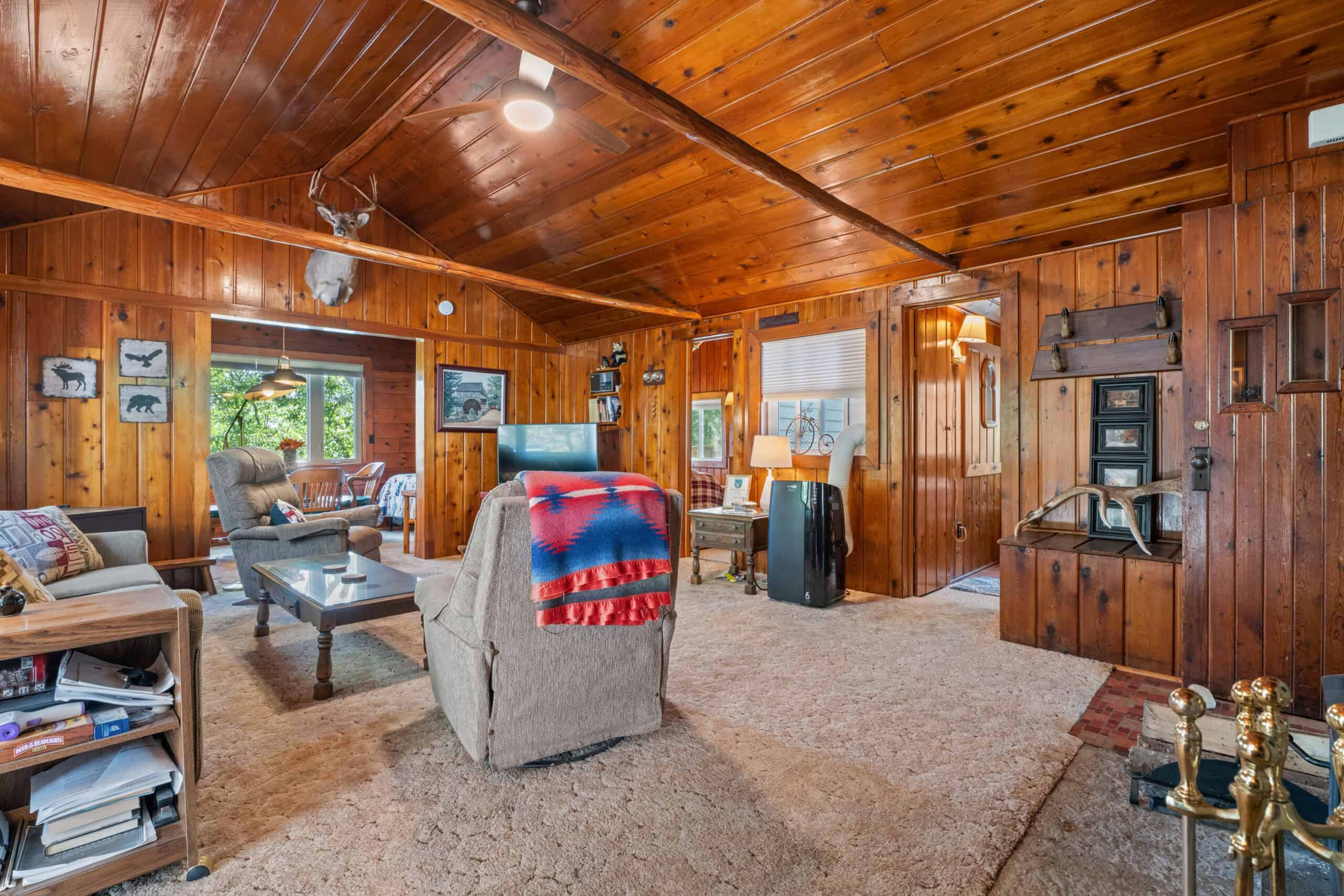 Classic Canada Creek Ranch Log Cabin with Lake Geneva Views