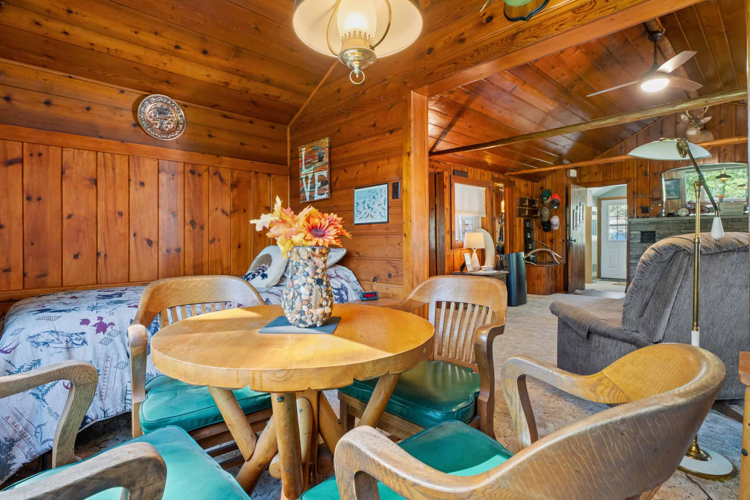 Classic Canada Creek Ranch Log Cabin with Lake Geneva Views