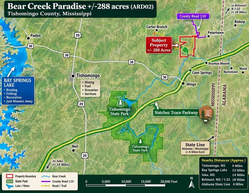 Bear Creek Hunting Land in Tishomingo County, MS