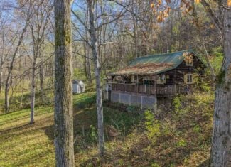 Driftless Area trout fishing and hunting retreat with a rustic log cabin, for sale Richland County WI
