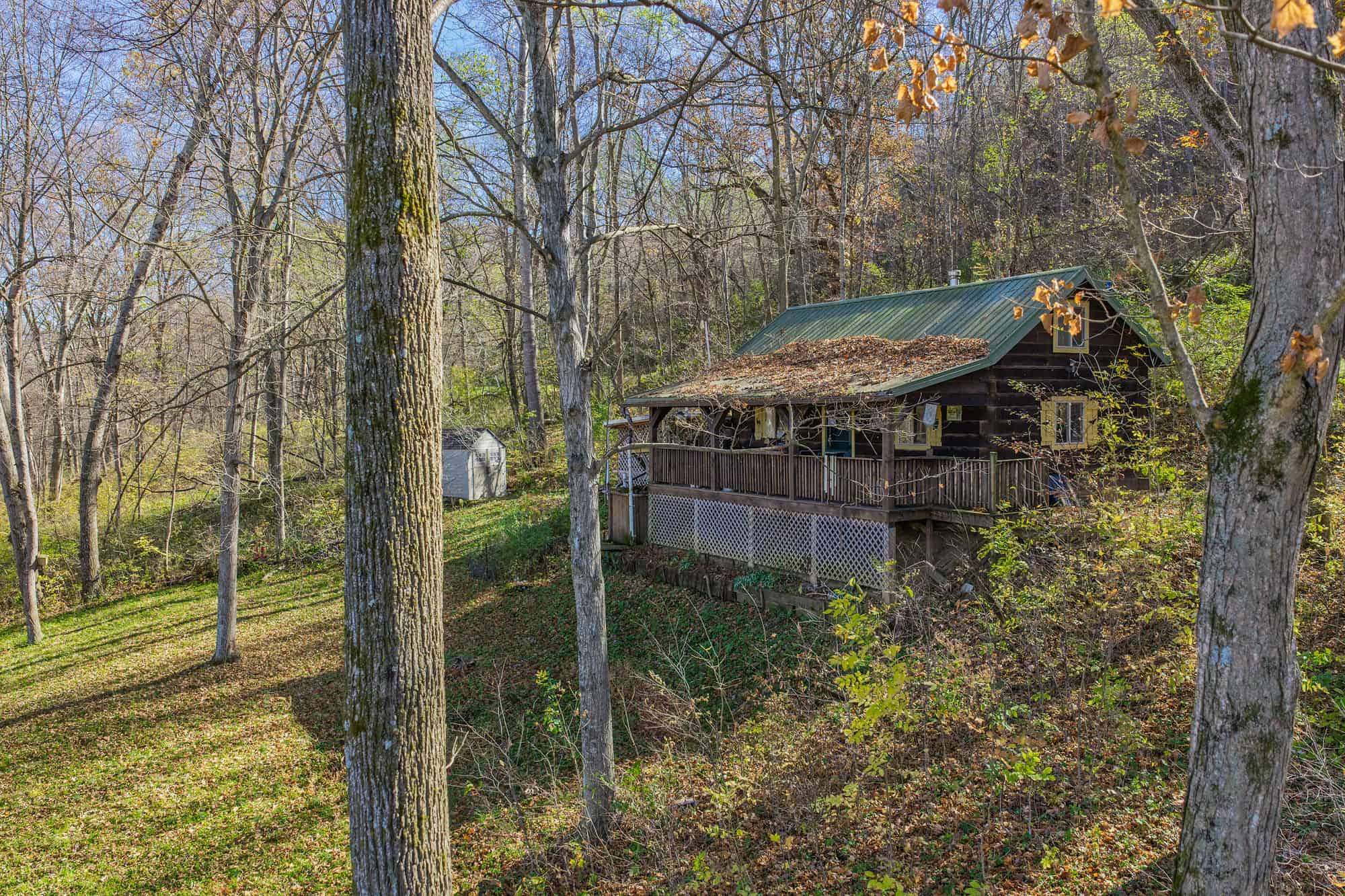 Driftless Area trout fishing and hunting retreat with a rustic log cabin, for sale Richland County WI