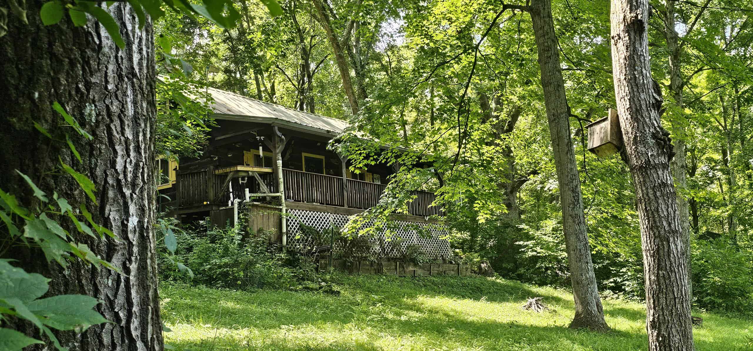 Driftless Area trout fishing and hunting retreat with a rustic log cabin, for sale Richland County WI