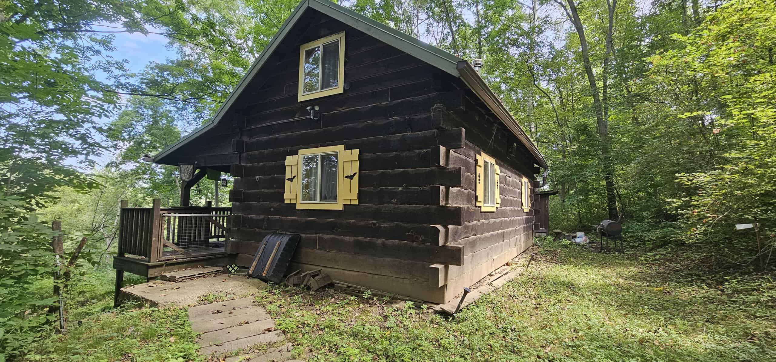 Driftless Area trout fishing and hunting retreat with a rustic log cabin, for sale Richland County WI