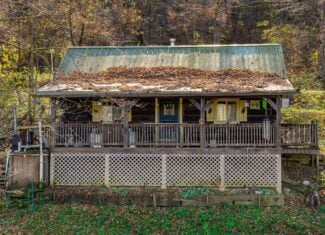 Driftless Area trout fishing and hunting retreat with a rustic log cabin, for sale Richland County WI