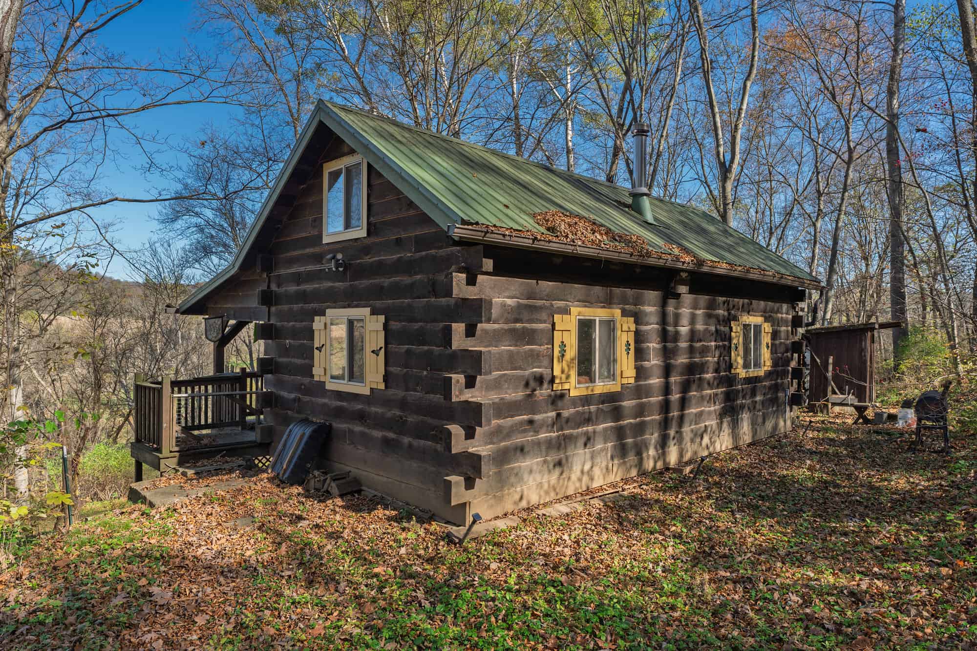 Driftless Area trout fishing and hunting retreat with a rustic log cabin, for sale Richland County WI