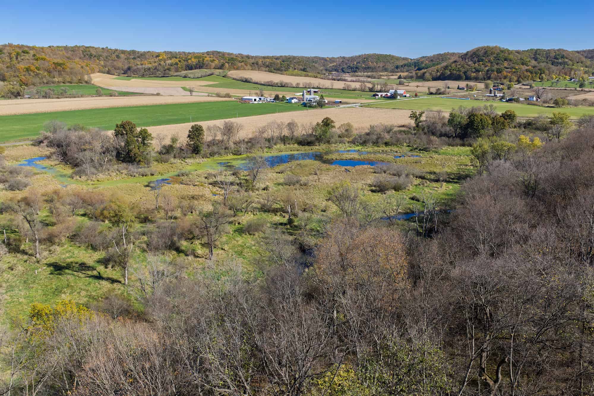 Driftless Area trout fishing and hunting retreat with a rustic log cabin, for sale Richland County WI