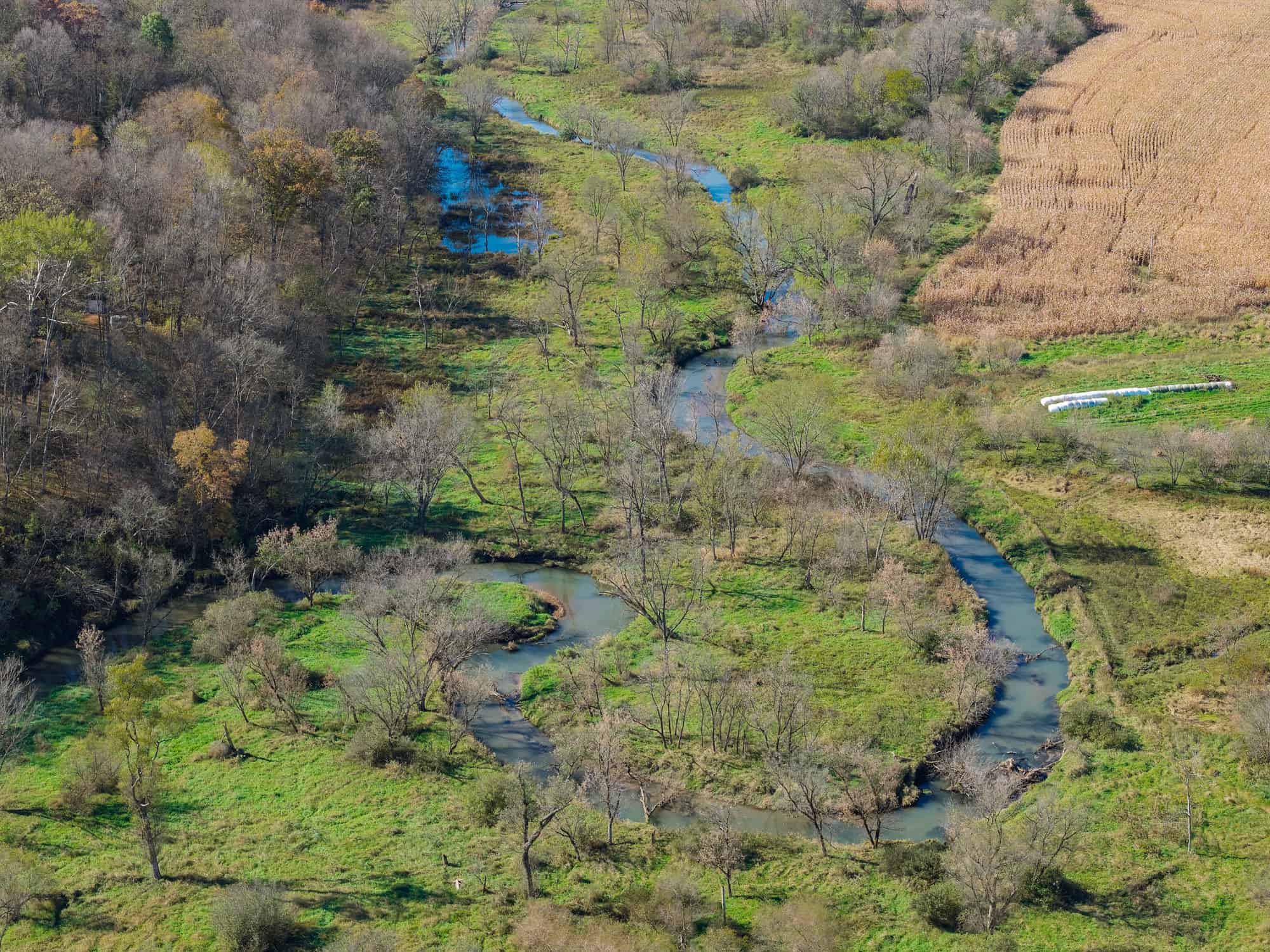 Driftless Area trout fishing and hunting retreat with a rustic log cabin, for sale Richland County WI
