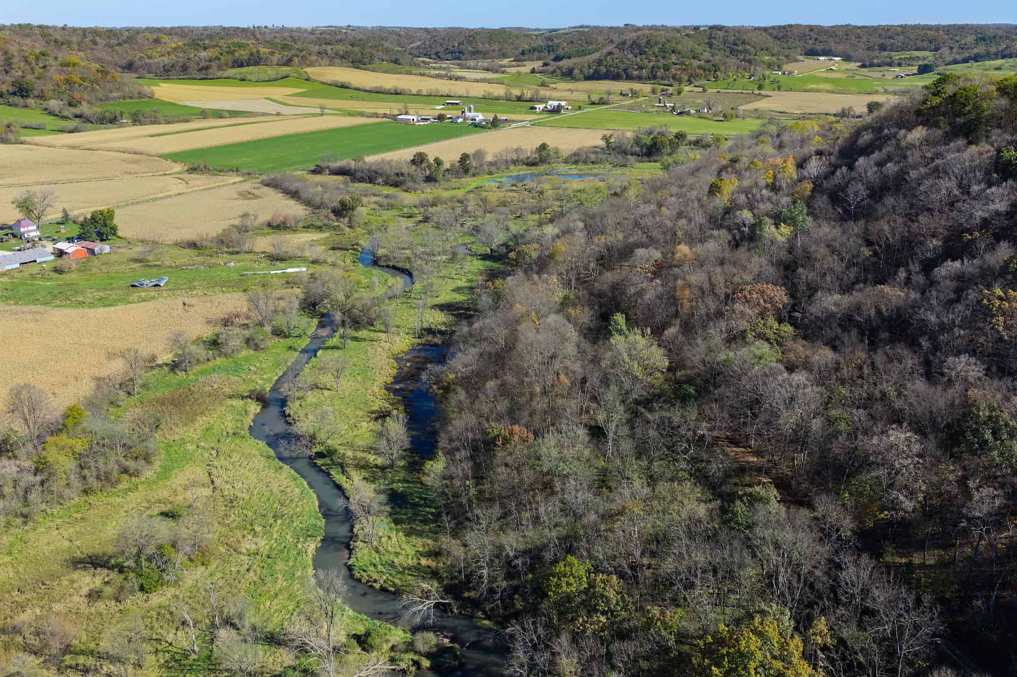 Driftless Area trout fishing and hunting retreat with a rustic log cabin, for sale Richland County WI